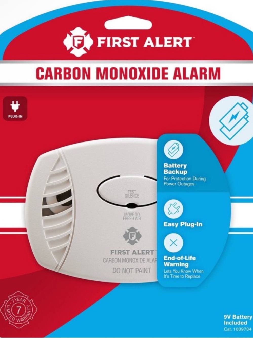 Carbon monoxide detector First Alert CO605 Plug-in Detector with battery backup